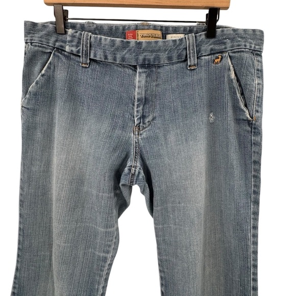 Vintage Old Navy Trouser Jeans Y2K Ultra Low Waist Wide Leg Distressed | 16 33" - Picture 4 of 13